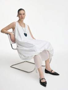 Mnmlis Women's Spring/Summer Fashion Silver Rivet Pointed Toe Flat Mary Jane Shoes, French Style Soft Leather Black Office Daily Wear - Black - View 10