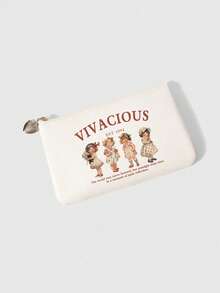 ROMWE Kawaii Cartoon Cute Anime Four Girls Pattern Portable Spacious Cosmetic Bag Ladies Clutch 442464 - Anime four girls - View 2