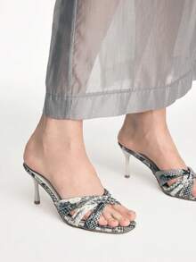 Mnmlis Women Heeled Sandals - Black and White - View 1