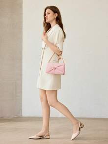 MOTF Túi xách nữ dây mảnh, thích hợp cho hẹn hò, dự tiệc, cầm tay. - Hồng nhạt - Xem 9