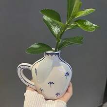 Cirelle 1个双面手绘花瓶，桌面装饰花瓶，陶瓷小花瓶，插花器具，适用于家居、卧室、阳台、客厅装饰，适合作为圣诞节、万圣节、新年礼物 - 陶瓷花瓶 - 查看 8