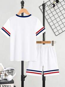 青少年男童休闲67印花短袖T恤套装 - 彩色 - 查看 2