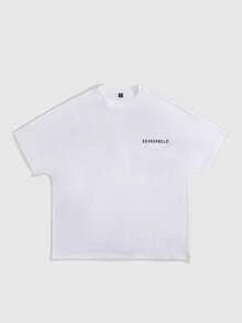 Manfinity Roghcode Men's Casual Letter & Portrait Graphic Round Neck Short Sleeve T-Shirt, Summer - White - View 2