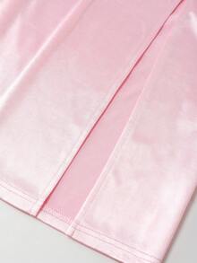 SHEIN Franclia Blush Sleeveless V-Neck Twisted-Waist Slit Midi Dress – Chic Figure-Flattering Event Guest Dress For Elegant Evening Occasions - Pink - View 3