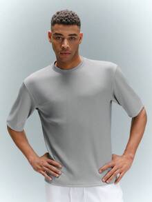 Driftmere Men Casual Solid Drop Shoulder Tee For Summer - Grey - View 1