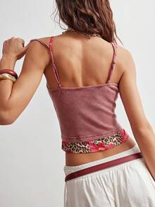 Bohemela 女士休闲性感Y2K波西米亚西部音乐节复古水洗做旧撞色拼接二合一细肩带背心，夏季上衣，基础款上衣，四季皆宜，非常适合休闲外出、闺蜜聚会、音乐节、派对叠穿或居家休闲穿着。 - 彩色 - 查看 2