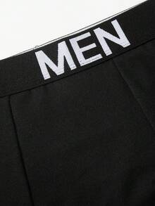Manfinity Underwear&Sleepwear Basics 5件套大码男士字母腰带平角内裤 - 黑色 - 查看 4