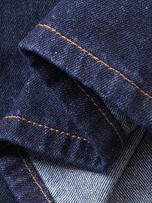 Livesso 春夏商务休闲金属扣装饰无袖外套和直筒牛仔裤两件套女装 - 深色水洗藍 - 查看 8