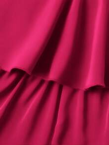 SHEIN Baby Girl Casual Comfortable Ruffle Strap Romper - Hot Pink - View 4