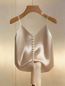 GlowEve CURVE Áo hai dây màu mơ dành cho nữ cỡ lớn, thiết kế đính hạt phía trước, thanh lịch và tinh tế, nổi bật cho những buổi hẹn hò và đi làm mùa xuân/hè, một item thiết yếu đa năng cho cuộc sống thường nhật ở thành phố. - Màu be - Xem 3