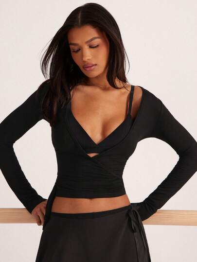 Hauture 女式休闲系带长袖穿孔纹理 T 恤，适合所有季节的运动和多功能