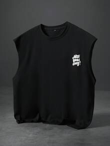 PAVTROS 男士圆领字母图案休闲百搭日常上衣 - 黑色 - 查看 2