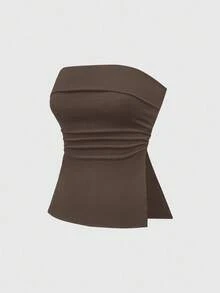ROMWE Grunge Punk Sexy Multi-Piece Black & White Solid Color Split Hem Women Tops - Multicolor - View 5