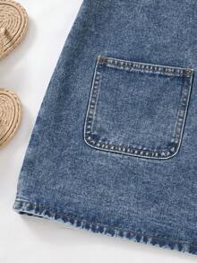 Comfortcana 女士圆领无袖休闲牛仔连衣裙，带双口袋 - 中等水洗藍 - 查看 5