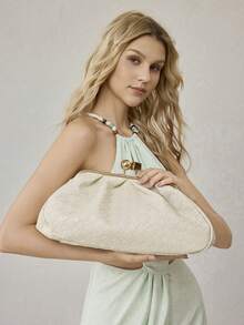 MOTF PREMIUM Túi xách cầm tay thời trang, túi dự tiệc và ăn tối tinh tế. - Màu be - Xem 1