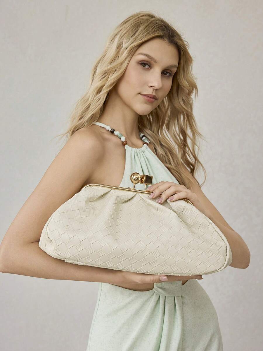 MOTF PREMIUM Túi xách cầm tay thời trang, túi dự tiệc và ăn tối tinh tế. - Màu be - Xem 1