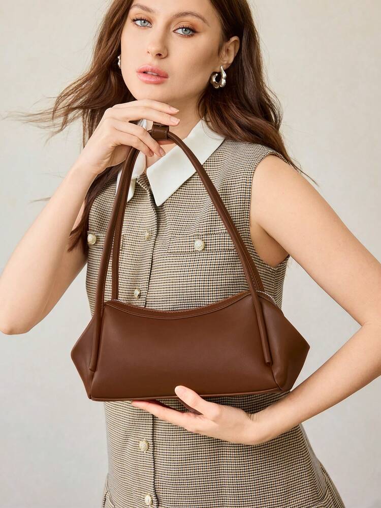 WOMEN'S SHOULDER BAG, EXQUISITE BROWN BAG, SIMPLE DAILY VERSATILITY