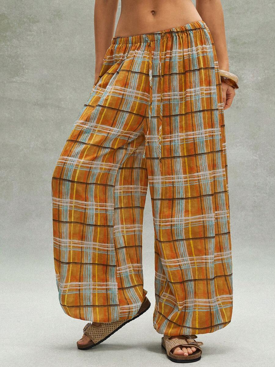 Bohemela 女士休闲格子宽松裤 - 彩色 - 查看 1