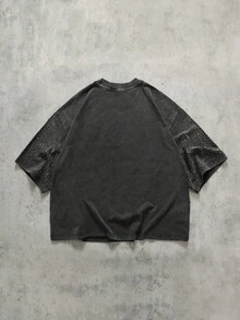 ROMWE MEN Herren Lässig Cartoon Muster Rundhals Kurzarm T-Shirt, vielseitig für den täglichen Gebrauch - Schwarz - Übersicht 6
