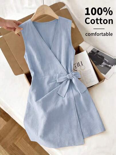 GlowEve Petite 女士海岛度假风休闲裹身系带连衣裙