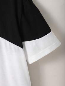 SHEIN Mirajuku 男童春夏圆领撞色城市字母印花休闲T恤 - 黑與白 - 查看 7