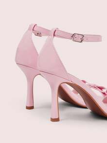CUCCOO DOLLMOD Women's Bow Decor Buckle Design Fashionable Elegant High Heel Sandals Spring Shoes - Pink - View 10