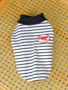 PETSIN 1pc Cat/Dog Universal Clothing, Spring And Summer Thin Breathable Retro Striped Vest, Suitable For Small Dogs To Wear Clothes - Multicolor - View 11