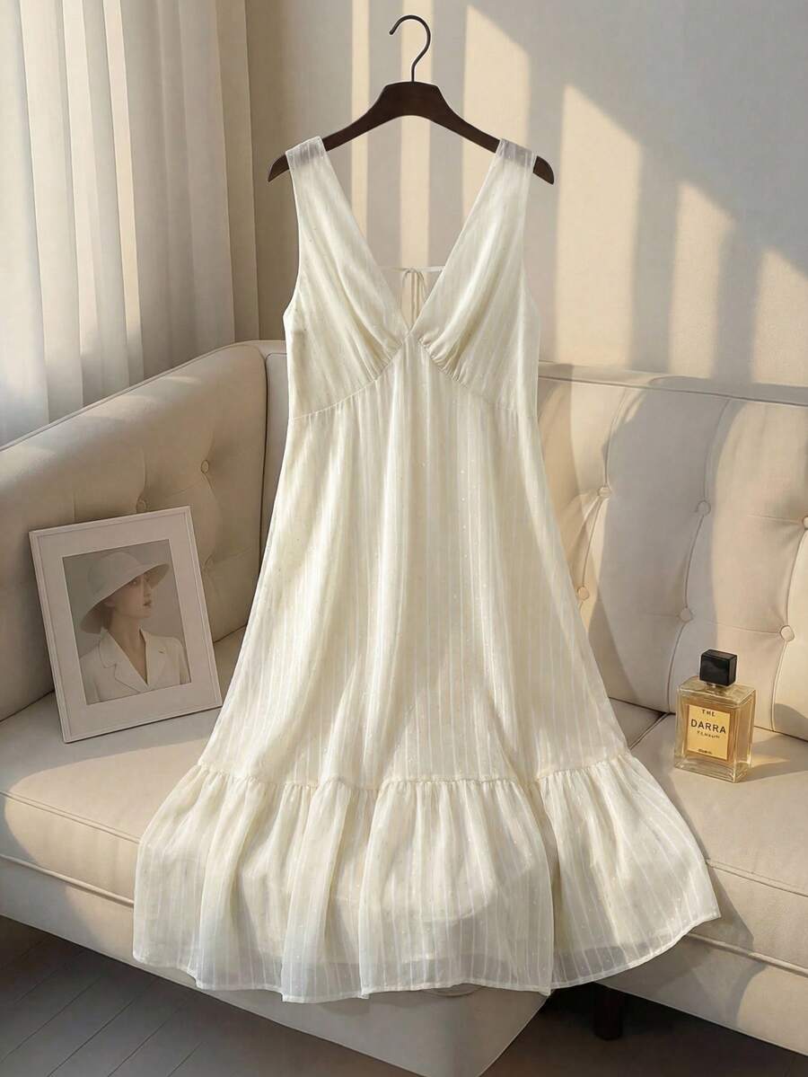 GlowEve CURVE Große Größen Ärmelloses langes Kleid in Apricot für Damen, minimalistischer Stil, Frühling/Sommer - Aprikosenfarben - Übersicht 1