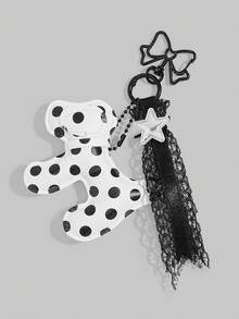 ROMWE 1个可爱黑白斑点狗皮革包挂饰，卡通星星钥匙扣，完美的生日和节日礼物，适合女性日常穿搭 - 多色A - 查看 6