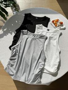 Comfortcana Plus Size Casual Solid Color Tank Top, Versatile For Summer - Multicolor - View 6