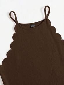 SHEIN Essnce Áo yếm cổ yếm màu trơn dáng rộng mùa hè - màu nâu - Xem 3