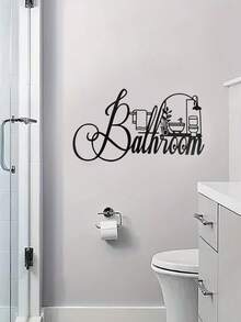 1PC Minimalist Metal Bathroom Sign, Iron Metal Wall Art, Classic Style, Suitable For Home Decor, Office, Bedroom, Yard, Kitchen, Bathroom Decor, Housewarming Gift, Removable & Reusable Bathroom Wall Hanging - Multicolor - View 6
