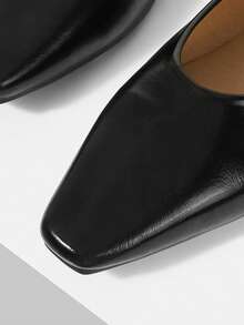 Mnmlis Giày bệt nữ mùa xuân và mùa thu mới, đa năng, thoải mái, chất liệu da mềm, kiểu dáng thấp cổ, thích hợp đi hàng ngày. - màu đen - Xem 4