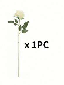 1pc/ 6pcs/ 10pcs Artificial Silk Roses Flowers Realistic Long Stem Fake Rose Bouquet For Home Wedding Party Mother Day Valentine Table Centerpiece DIY Arrangement - White - View 7