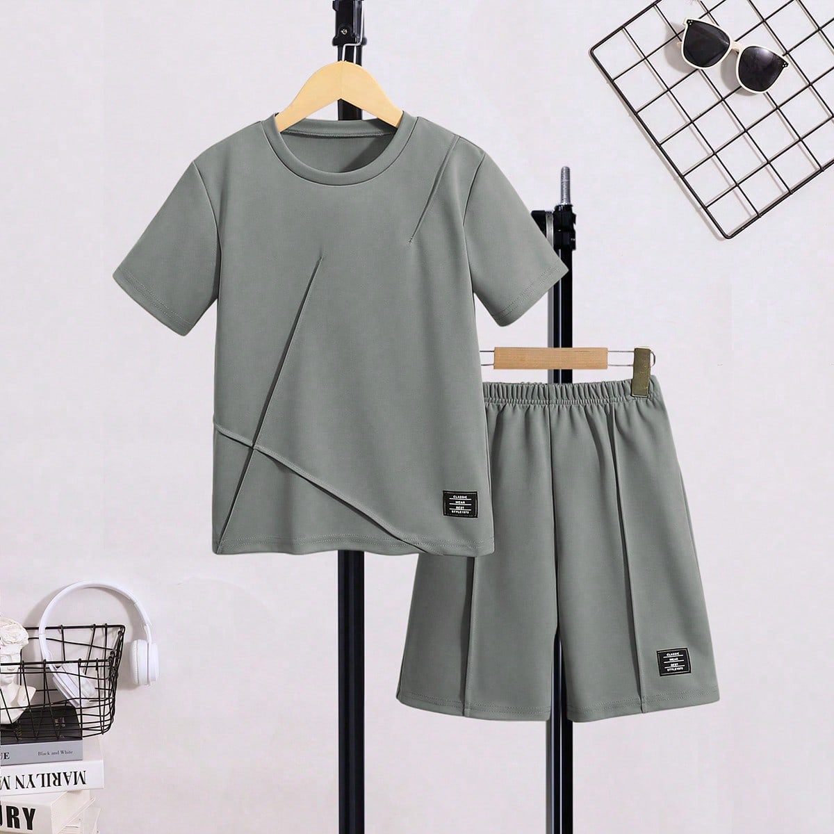 Piezas Conjunto de camiseta de manga corta y pantalones cortos casuales de verano para niños preadolescentes