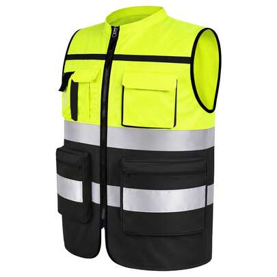 Chaleco Reflejante KAMPAK KW553 Alta Visibilidad con Bolsillos Multifunción y Cierre Reforzado para Trabajo, Construcción y actividades Industriales