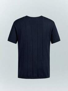 Driftmere 男士夏季圆领罗纹针织短袖T恤 - 藏蓝色 - 查看 2