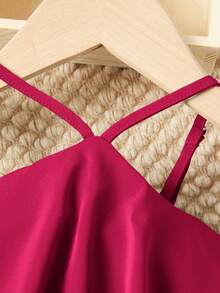 SHEIN Baby Girl Casual Comfortable Ruffle Strap Romper - Hot Pink - View 5