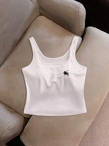 GlowEve Petite 女士休闲骑士印花纽扣设计背心 - 白色 - 查看 3