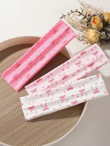 ROMWE Anime 3 piezas Nuevo accesorio para el cabello de diadema de mujer con lazo en forma de corazón de color rosa, adecuado para uso diario y deportes al aire libre - Arco de corazón de 3 piezas. - Ver 3
