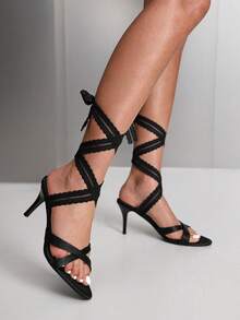 CUCCOO SZL Sandalias de tacón para mujer - Negro - Ver 7