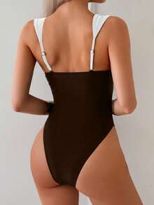 Swim Chiccia Traje de baño de una pieza para mujer, de verano, sexy, con diseño hueco y unicolor - Multicolor - Ver 2