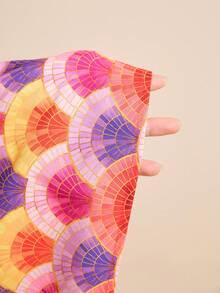 LOTSLUV 女士圆领短袖宽松连衣裙，扇形复古印花，粉色，春夏款 - 粉色 - 查看 8