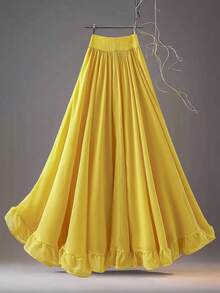 GlowEve Women's Yellow Vacation Double-Layer Tulle Skirt - Yellow - View 2