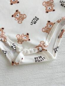 SHEIN 3pcs Baby Boy Cartoon Bear Print Romper Bodysuit - Multicolor - View 5