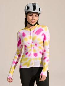 Exploreva 女士长袖扎染骑行服 - 藍色 - 查看 4