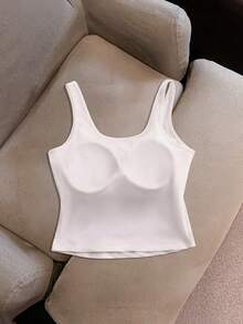 GlowEve Petite 女士休闲骑士印花纽扣设计背心 - 白色 - 查看 2