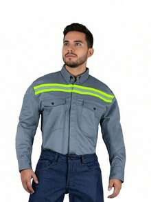 Camisa de Gabardina con Detalles Reflectantes - Gris Oscuro - Ver 14