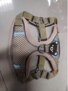 A Fashionable Printed Dog Harness And Leash Set, Featuring Breathable Mesh Fabric And Reflective Details. Designed To Prevent Dogs From Escaping, It Offers A Comfortable Fit For Small To Medium-Sized Dogs (Such As French Bulldogs). Durable And Long-Lasting, It's The Perfect Gear For Outdoor Adventures And An Essential Pet Accessory For Stylish Dog Walking. - Beige - View 4