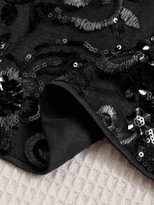 Sweetra Áo vest không tay cổ chữ V hở lưng gợi cảm, đính hạt cườm, kiểu dáng cổ điển Mỹ, thích hợp cho các bữa tiệc và tụ họp. - màu đen - Xem 4